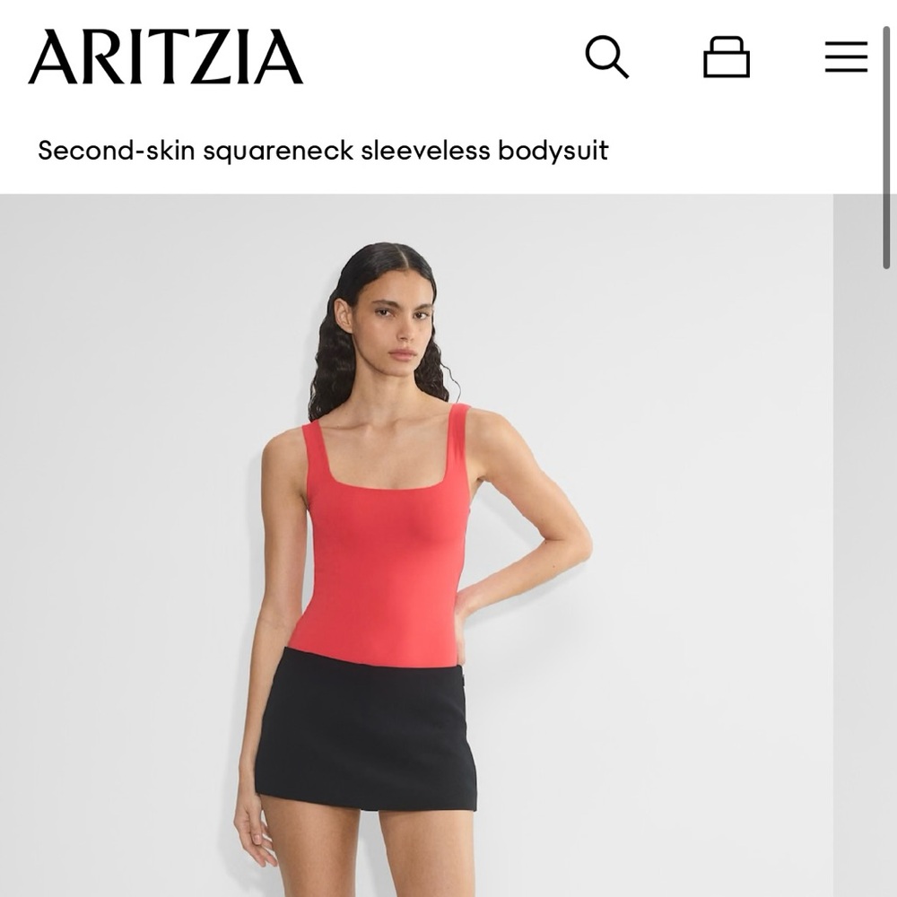 Aritzia Babaton Red Contour Square neck Sleeveless Bodysuit